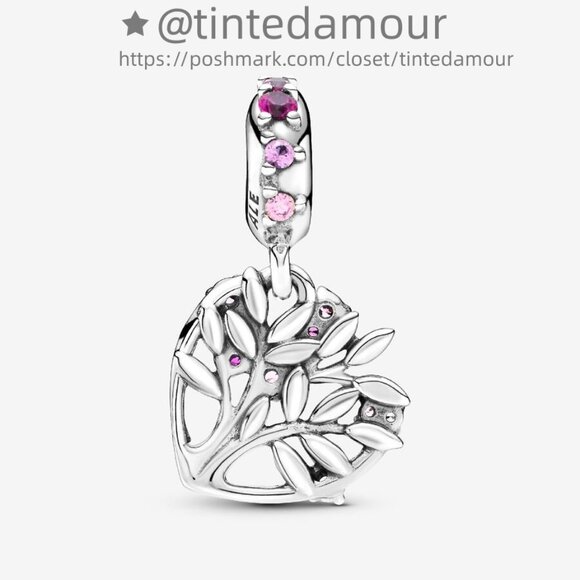 Pandora Pink Heart Family Tree Dangle Charm - Picture 3 of 6